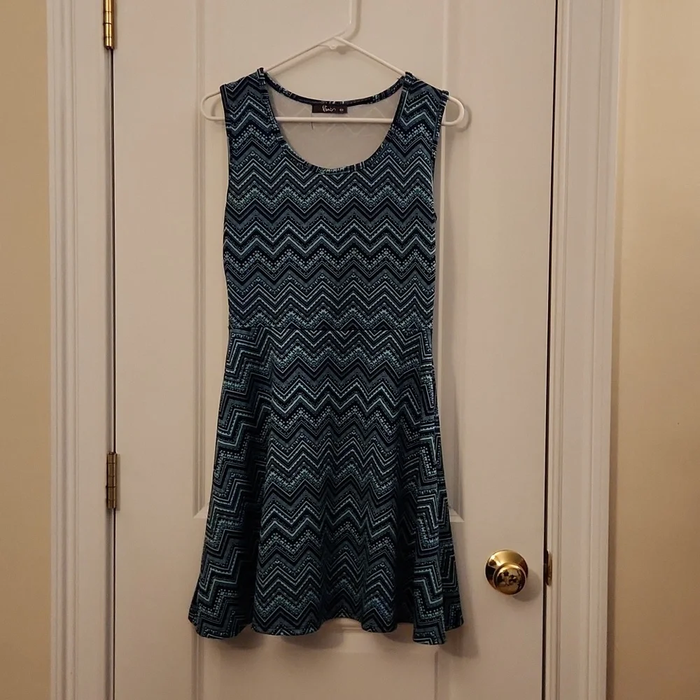 Pime Womens Large Zigzag Teal Dress - Picture 4 of 5